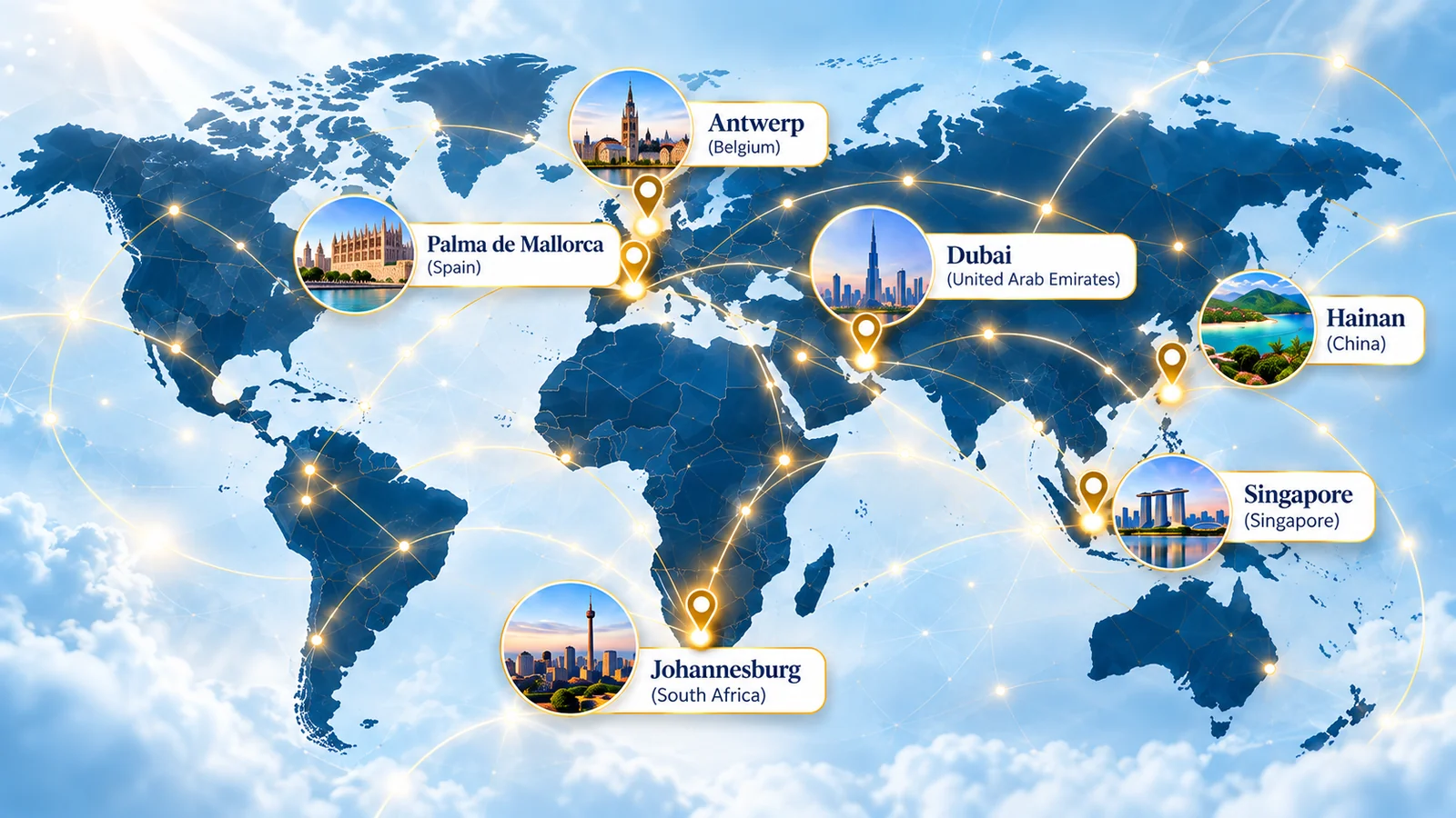 Illustrative map of international quarantine network